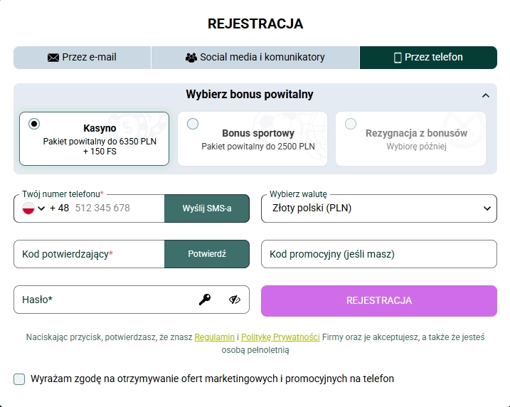 Spinbetter rejestracja i autoryzacja