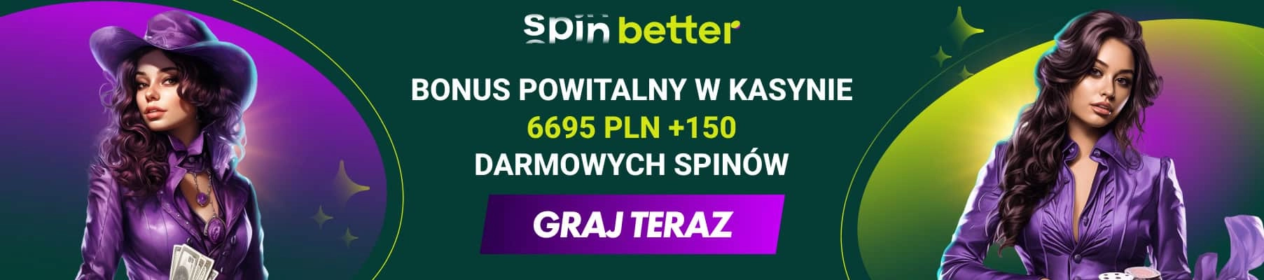 Bonus Spinbetter powitalny w kasynie 6695 PLN + 150 darmowych spinów